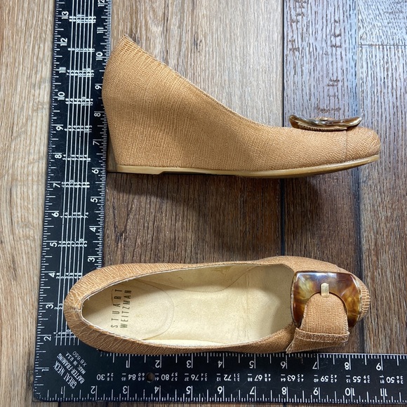 Stuart Weitzman Bucalima Tan Wedges Buckle Detail 5? - Picture 11 of 12